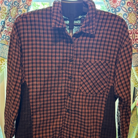 Umgee Tops - Umgee Brown and Black Plaid Button Down Shirt